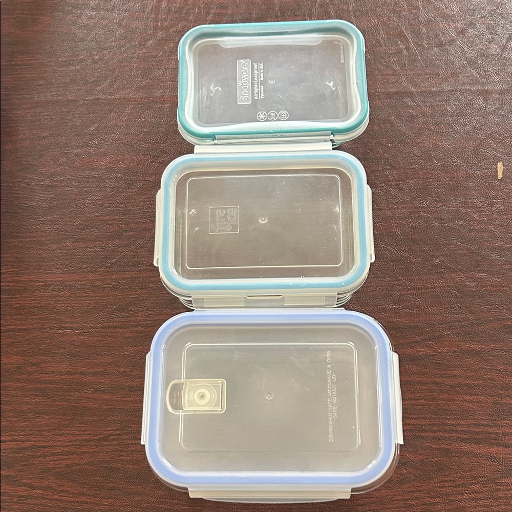 3 Clear Glass Food Storage Containers Plastic Tops; Microwave & Dishwasher Safe